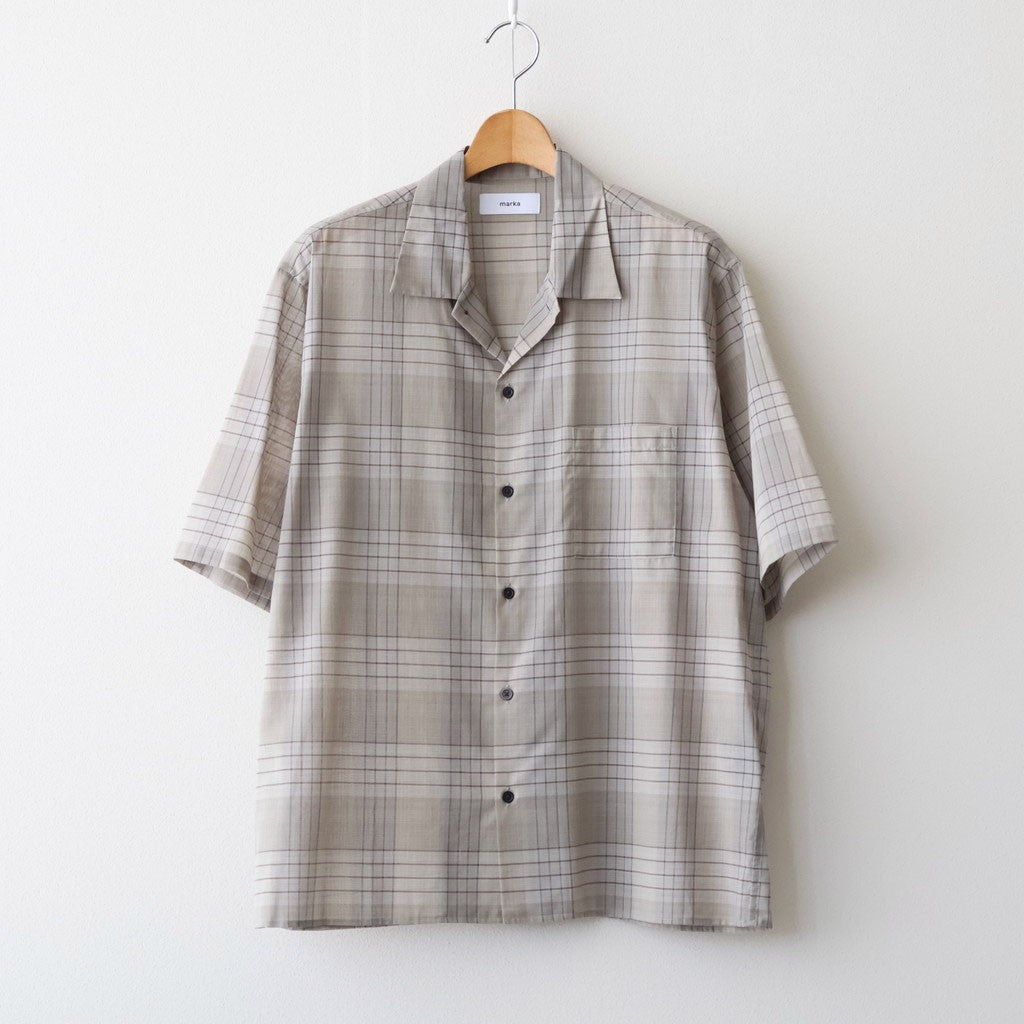OPEN COLLAR S/S SHIRT #SAGE CHECK [M26A18SH02B]