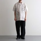 ORIGINAL PRINTED OPEN COLLAR SHIRTS (ANIMAL DRAWING) Short-sleeve #IVORY [261OJ-SH22]