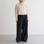 WASHED HIGH COUNT LINEN POLO SKIPPER #CREAM [BN-25SL-022]