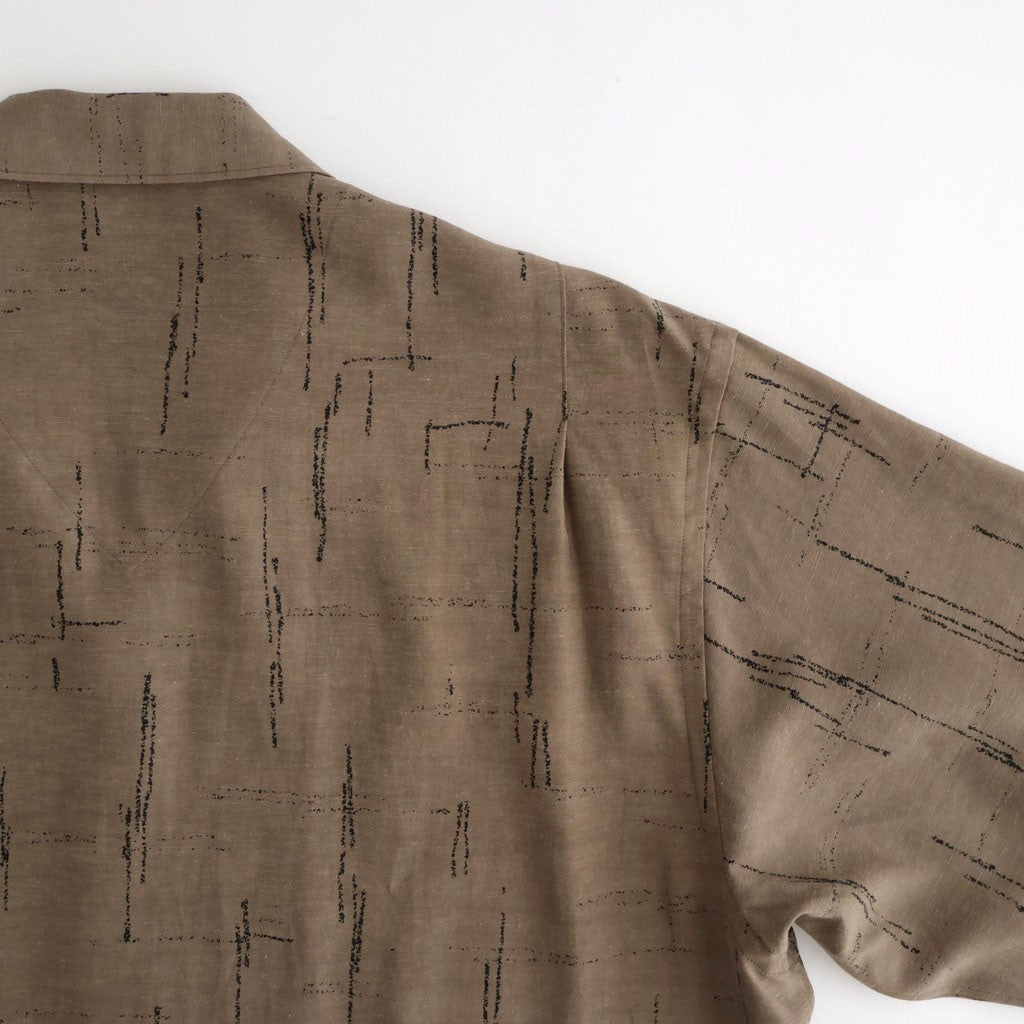 ORIGINAL PRINTED OPEN COLLAR SHIRTS (KASURI) Short-sleeve #MOCHA [261OJ-SH20]