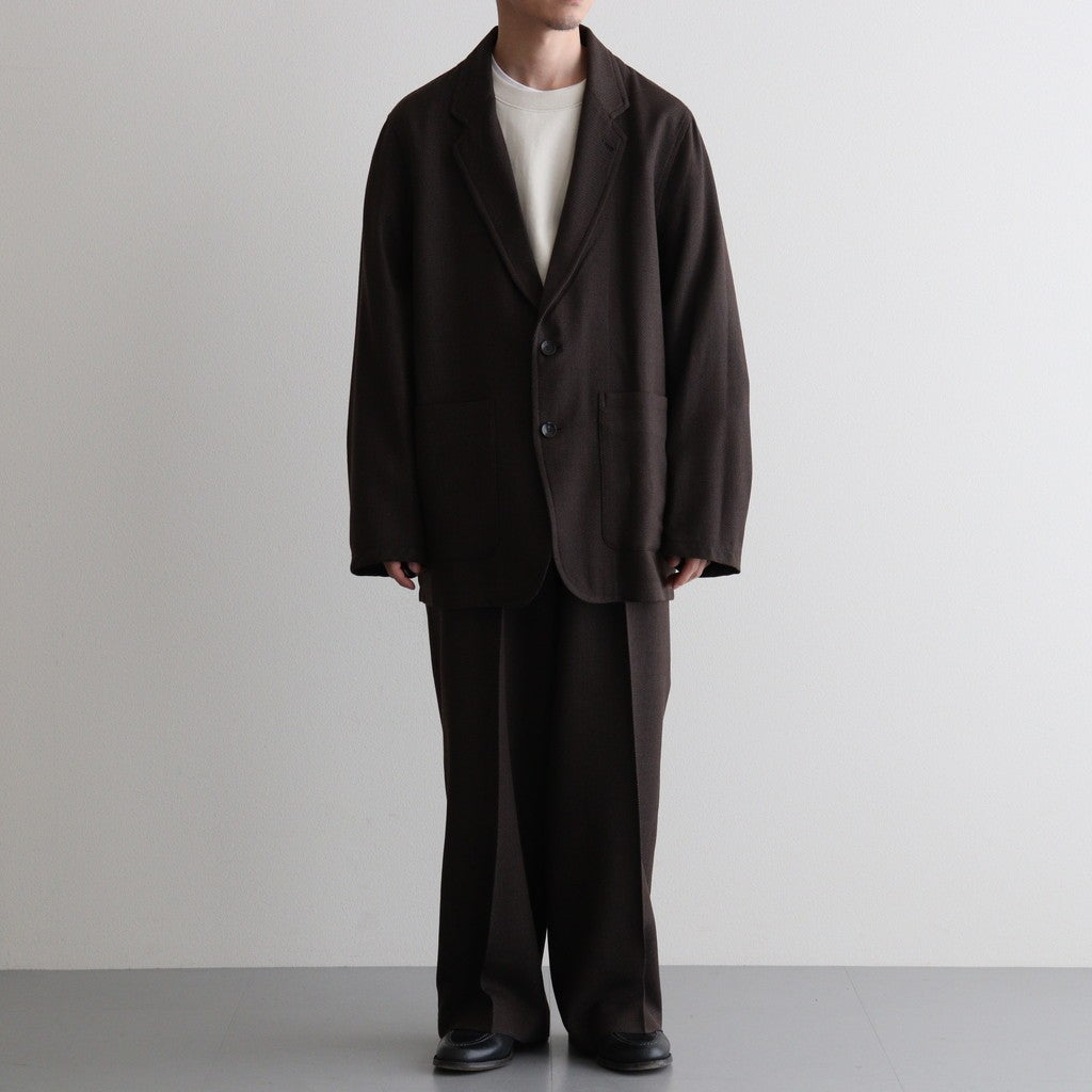 SINGLE PLEAT WIDE TROUSERS #BROWN BIRD’S-EYE [M26C10PT02C]