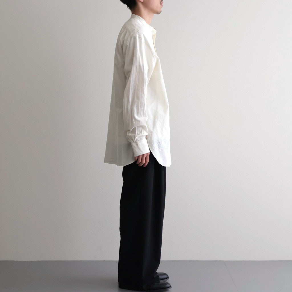 Grandad Collar Dobby Stripe Shirt #Off White [6061-1103]