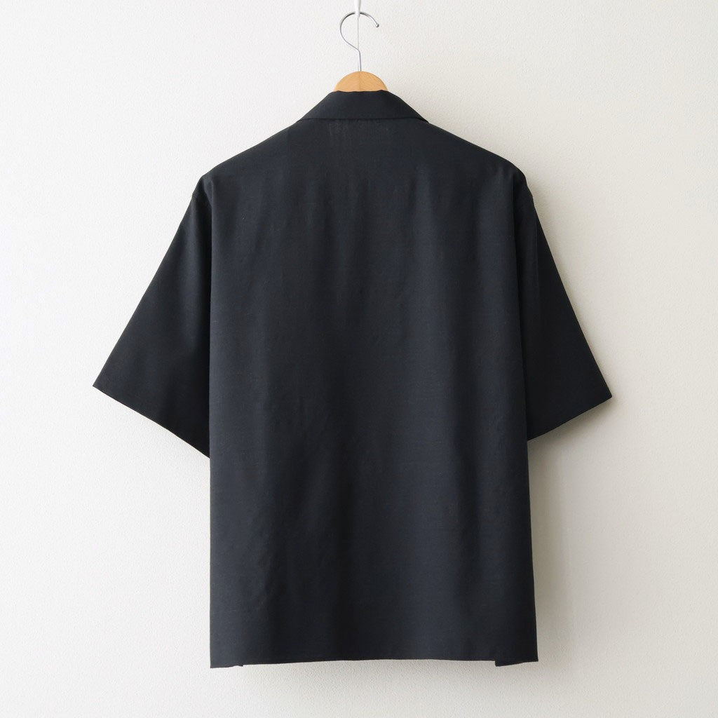 FLY FRONT OPEN COLLAR S/S SHIRT #CHAMBRAY BLACK [M26A11SH02B