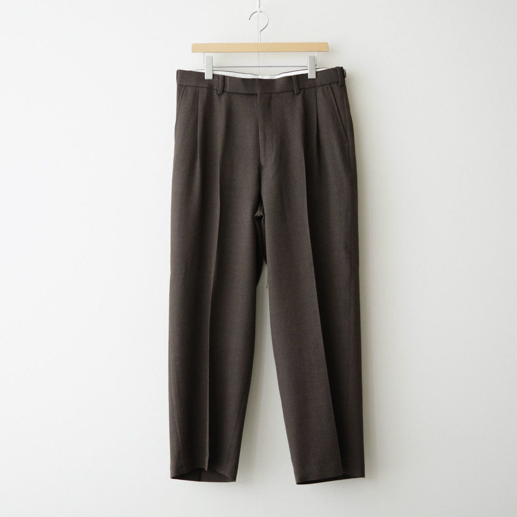 SINGLE PLEAT WIDE TROUSERS #BROWN BIRD’S-EYE [M26C10PT02C]