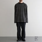 BORDER LONG SLEEVE TOP #GRAPHITExYELLOW [PMAT-CL02]
