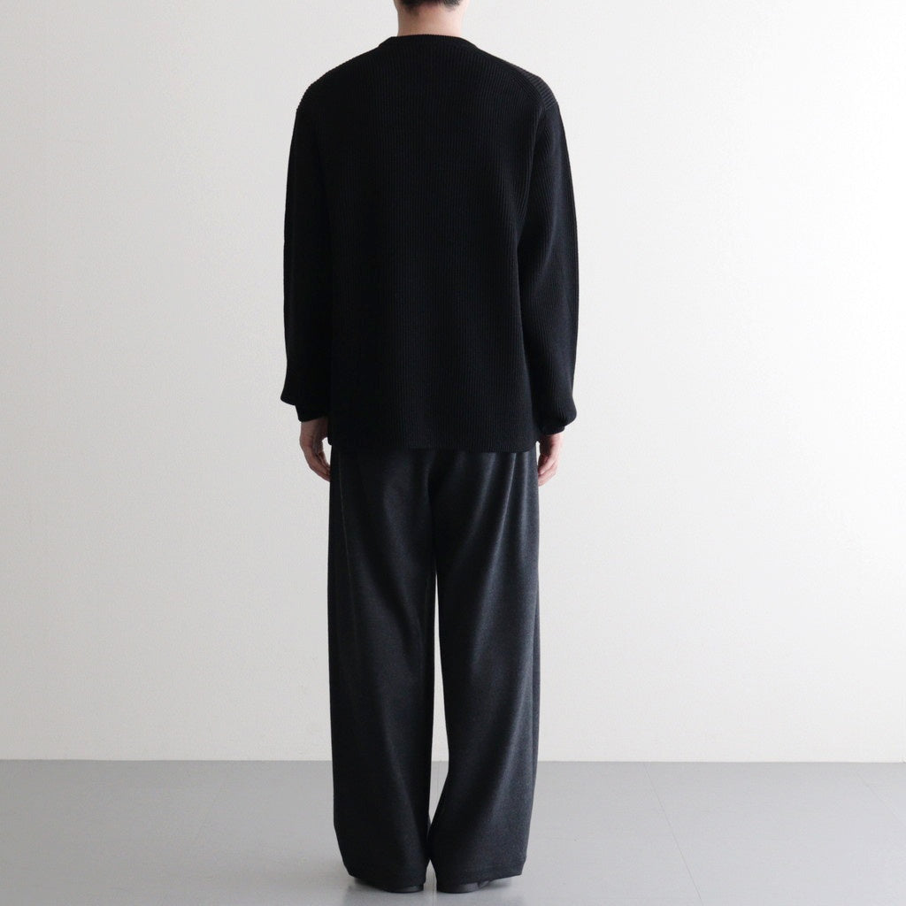SOLID WOOL RIB CREW NECK #BLACK [BN-25FM-042]