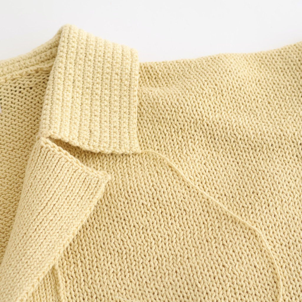 Cotton Fancy Yarn Crochet Collar Knit Jacket #Custard [NEP-SS2628]