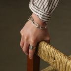 STATE HOUSE OVAL SIGNET RING / HAMMERED #SILVER/WHITE FINISH [OJ-AC02]