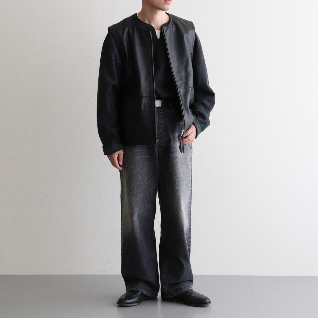 WORK VEST #BLACK [V-09-C-COW-4]