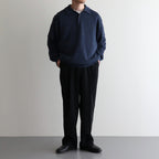 WASHED HIGH COUNT LINEN POLO #NAVY [BN-25SM-023]
