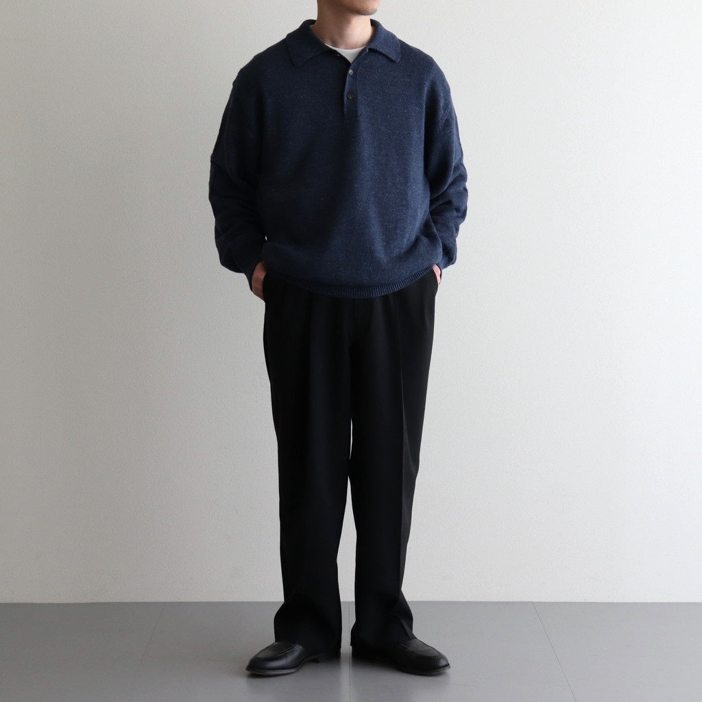 WASHED HIGH COUNT LINEN POLO #NAVY [BN-25SM-023]