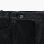 MIXED-WALE CORDUROY NOTUCK SLACKS #BLACK [26W-BIS-PT15]