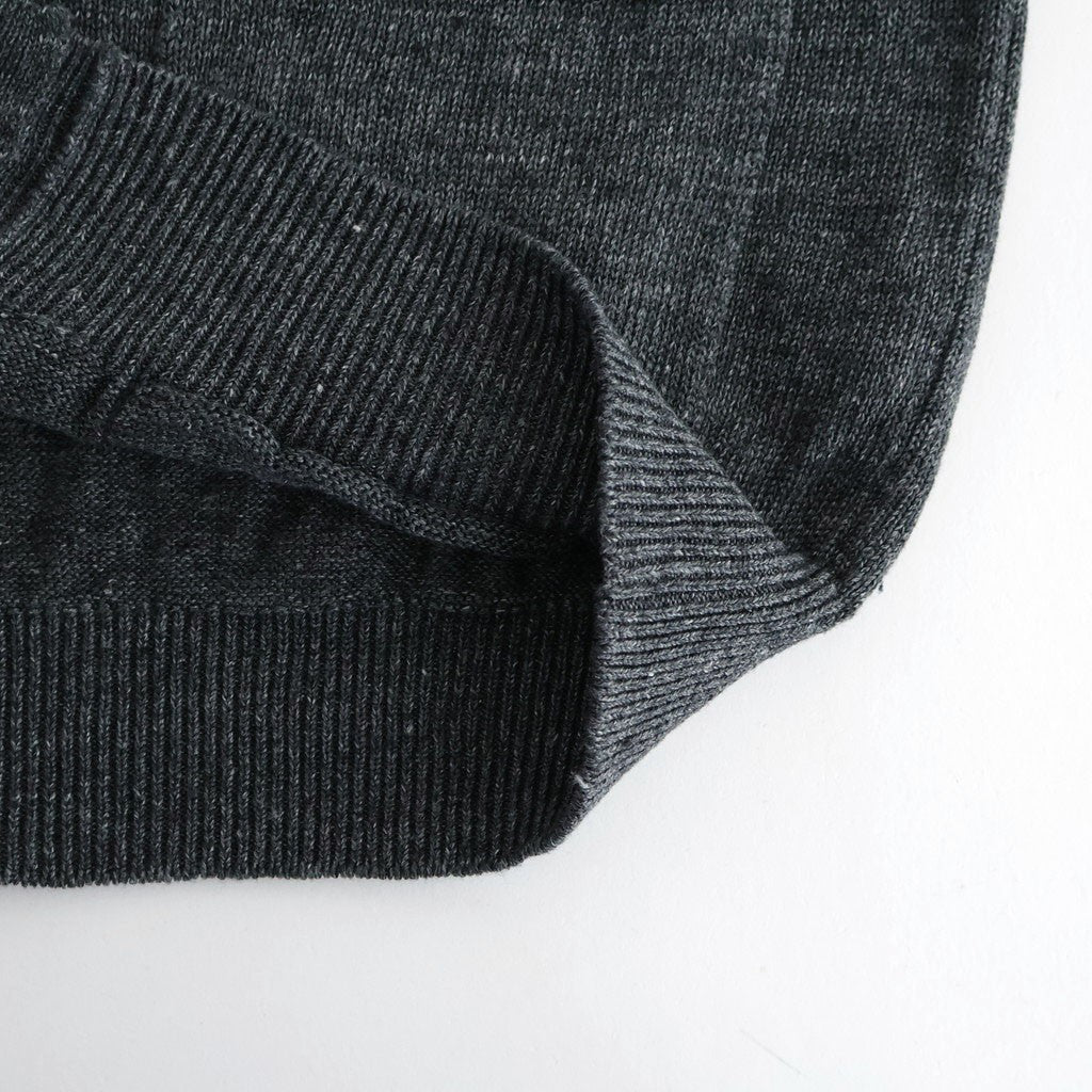 WASHED HIGH COUNT LINEN V NECK CARDIGAN #CHARCOAL [BN-26SM-021]