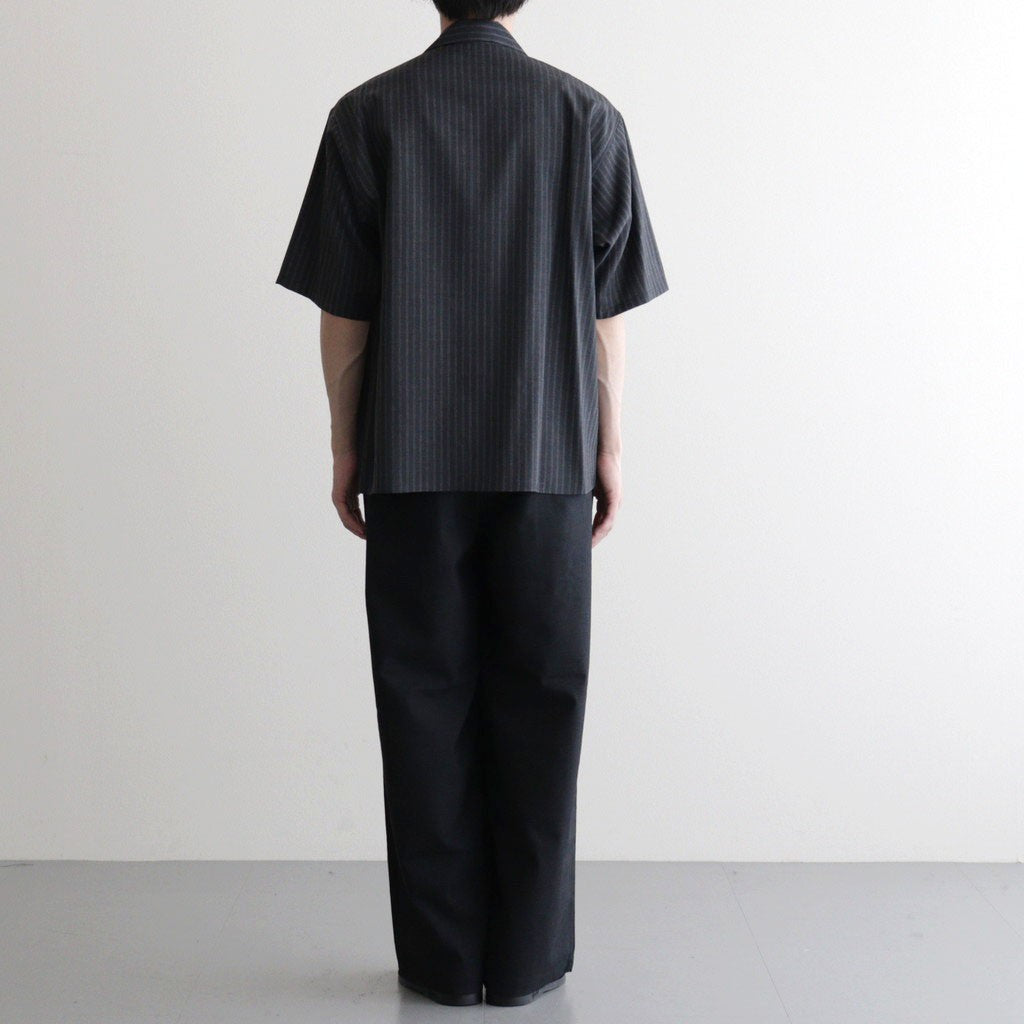 FLY FRONT OPEN COLLAR S/S SHIRT #GRAY STRIPE [M26A11SH02B]