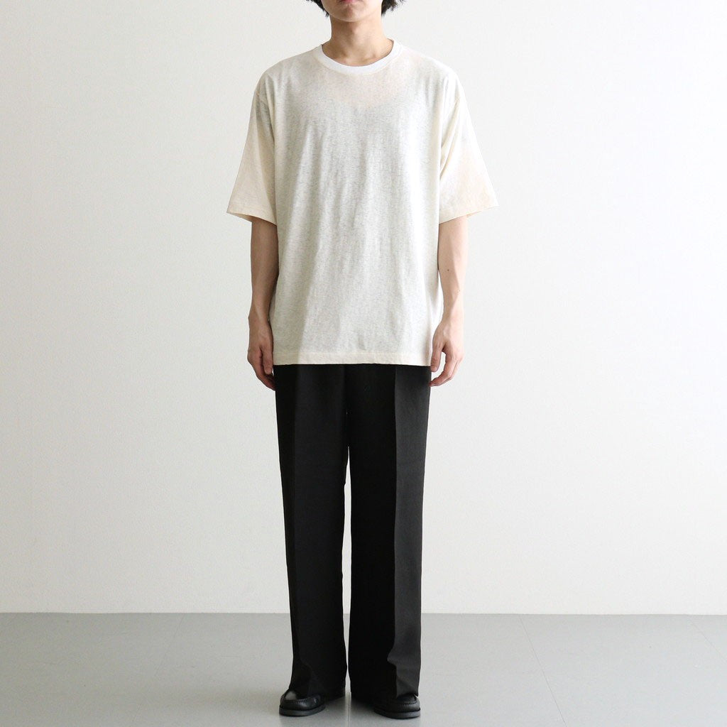 Ramie Tencel 2tuck Wide Tapered Trousers #Black [NEP-SS2604]