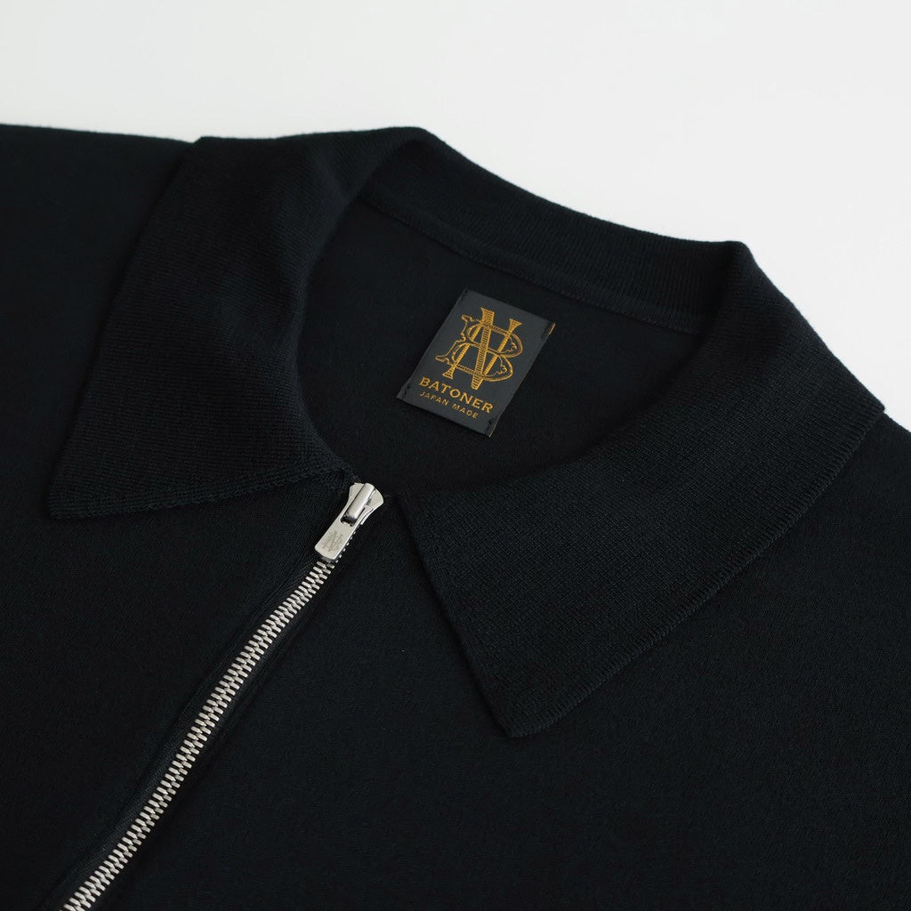 32G SMOOTH WOOL POLO HALF ZIP #BLACK [BN-25FM-021] - Diffusion