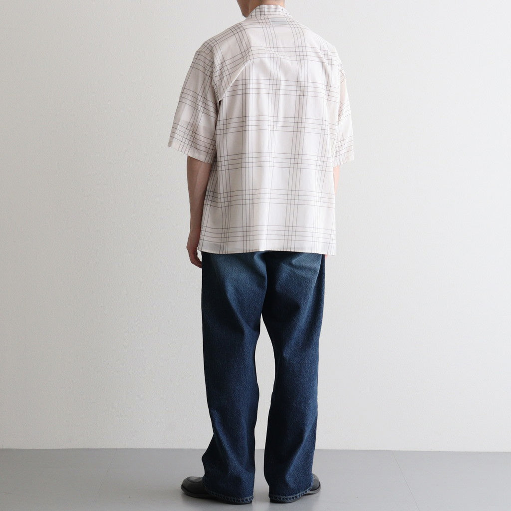 OPEN COLLAR S/S SHIRT #IVORY CHECK [M26A18SH02B]