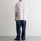 OPEN COLLAR S/S SHIRT #IVORY CHECK [M26A18SH02B]