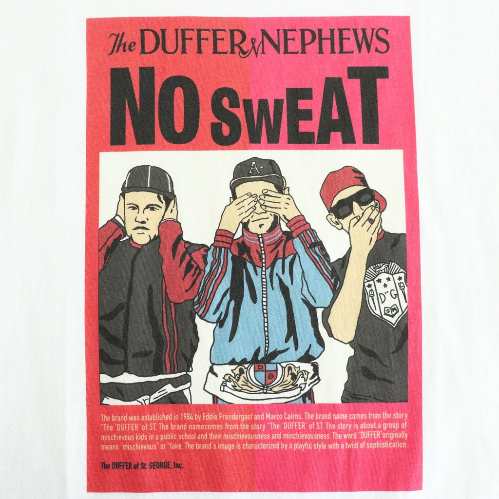 SHORT SLEEVE PRINT-T "NO SWEAT" #WHITE [DNA25T03]