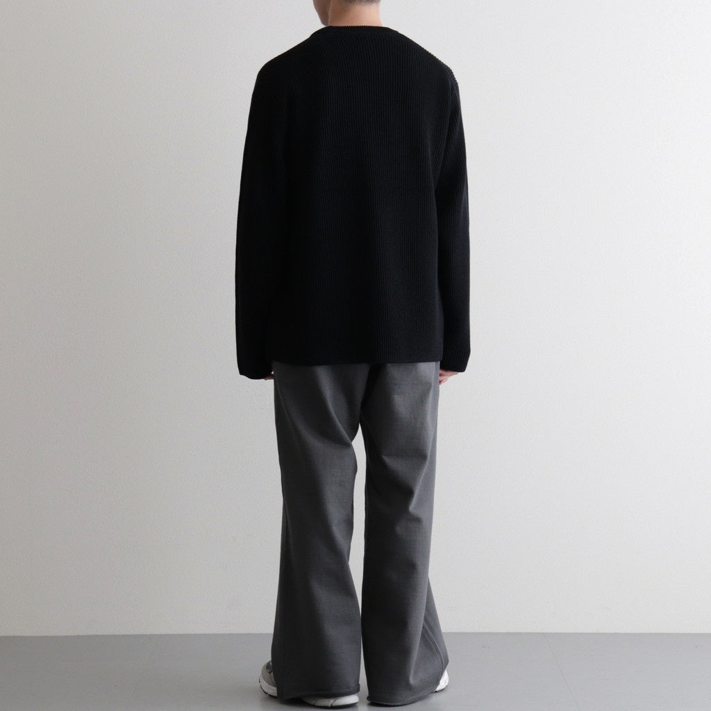 SOLID WOOL RIB CREW NECK #BLACK [BN-25FM-042]