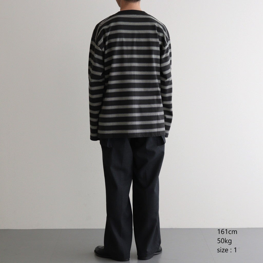 BORDER LONG SLEEVE TOP #GRAPHITExYELLOW [PMAT-CL02]