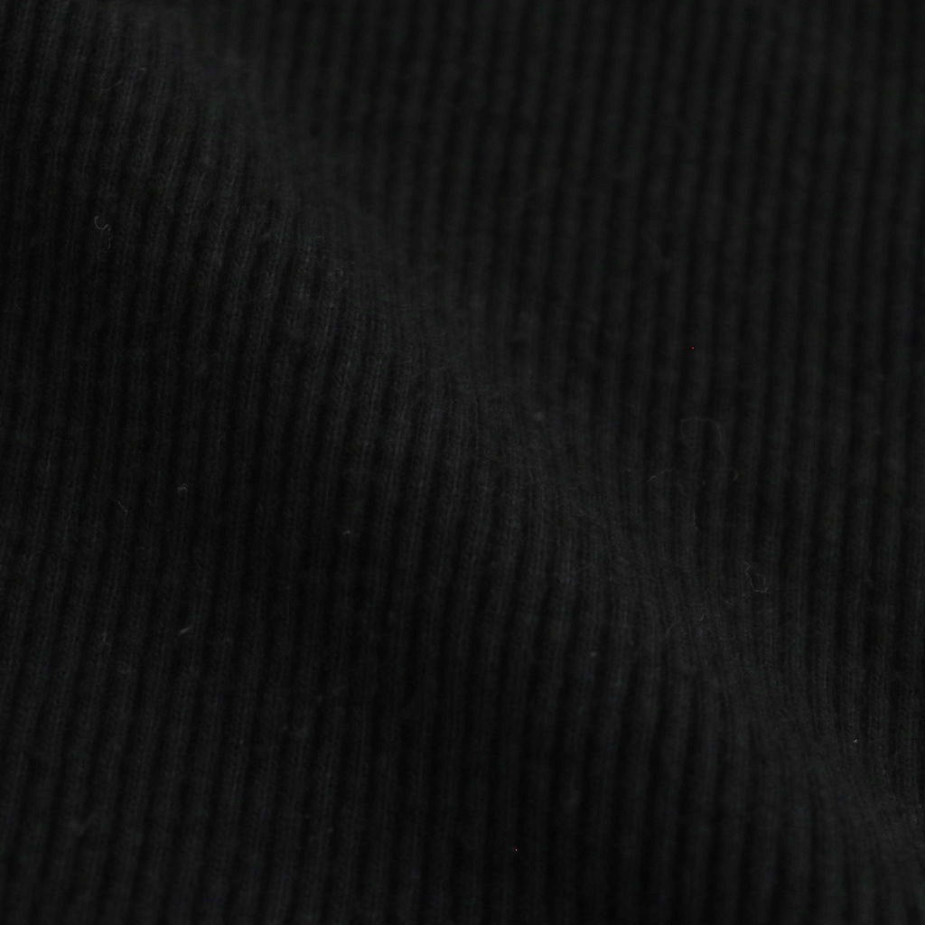 V-NECK SILK NEP RIBED TOPS #ONYX BLACK [242OJ-CT09]