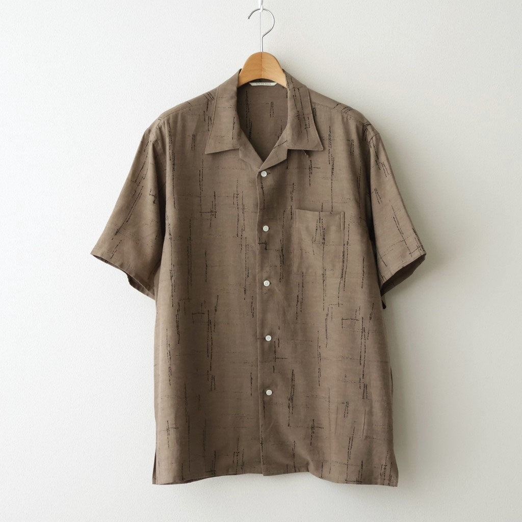 ORIGINAL PRINTED OPEN COLLAR SHIRTS (KASURI) Short-sleeve #MOCHA [261OJ-SH20]