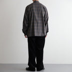 DOUBLE POCKET OPEN COLLAR L/S SHIRT #GRAY CHECK [M25C22SH02C]