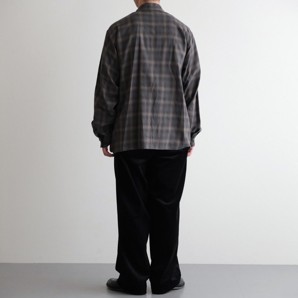 DOUBLE POCKET OPEN COLLAR L/S SHIRT #GRAY CHECK [M25C22SH02C]