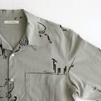 ORIGINAL PRINTED OPEN COLLAR SHIRTS (Animal Drawing) Long-sleeve #CELADONN [251OJ-SH18]