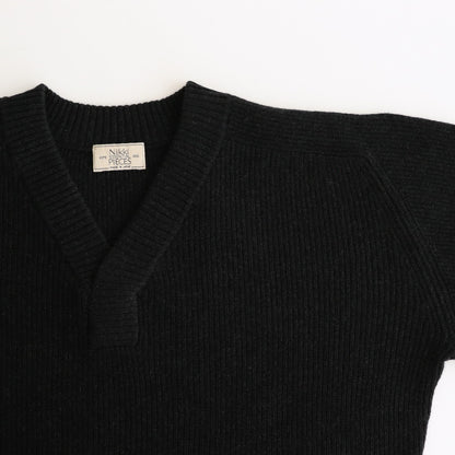 Demi-Cardigan en Laine ST Col V #DARK Charbon [NEP-AW2403]