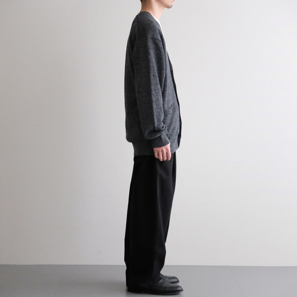 WASHED HIGH COUNT LINEN V NECK CARDIGAN #CHARCOAL [BN-26SM-021]