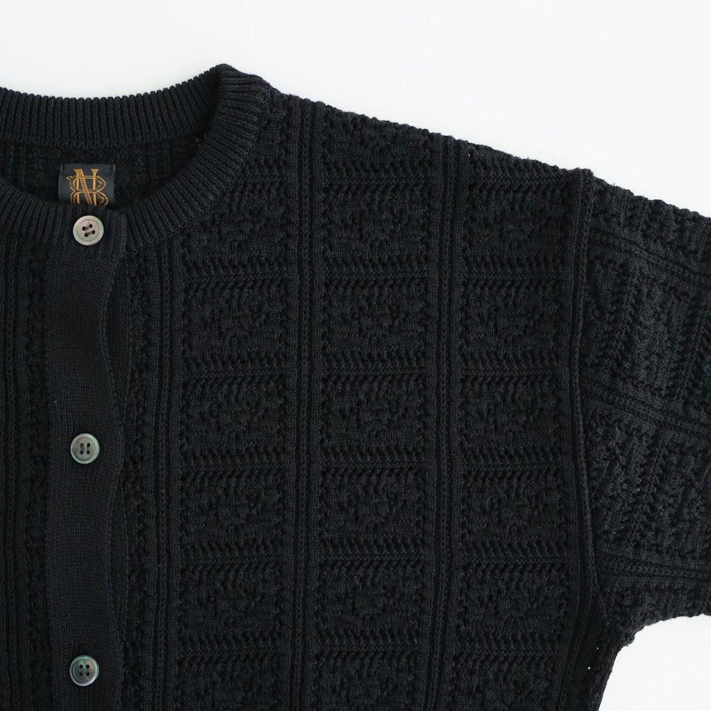 GRASSY LACE CREW NECK CARDIGAN #BLACK [BN-26SL-029]