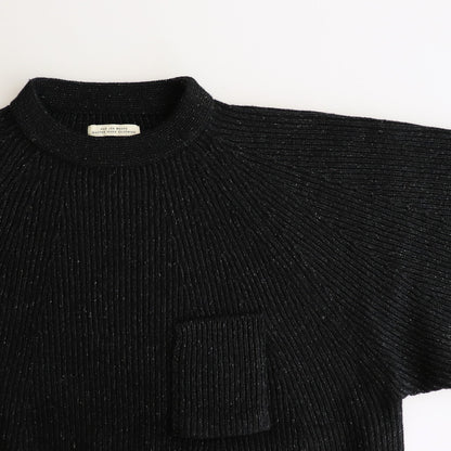 SILK NEP WOOL MOCK-NECK SWEATER #ONYX BLACK [242OJ-KN04]