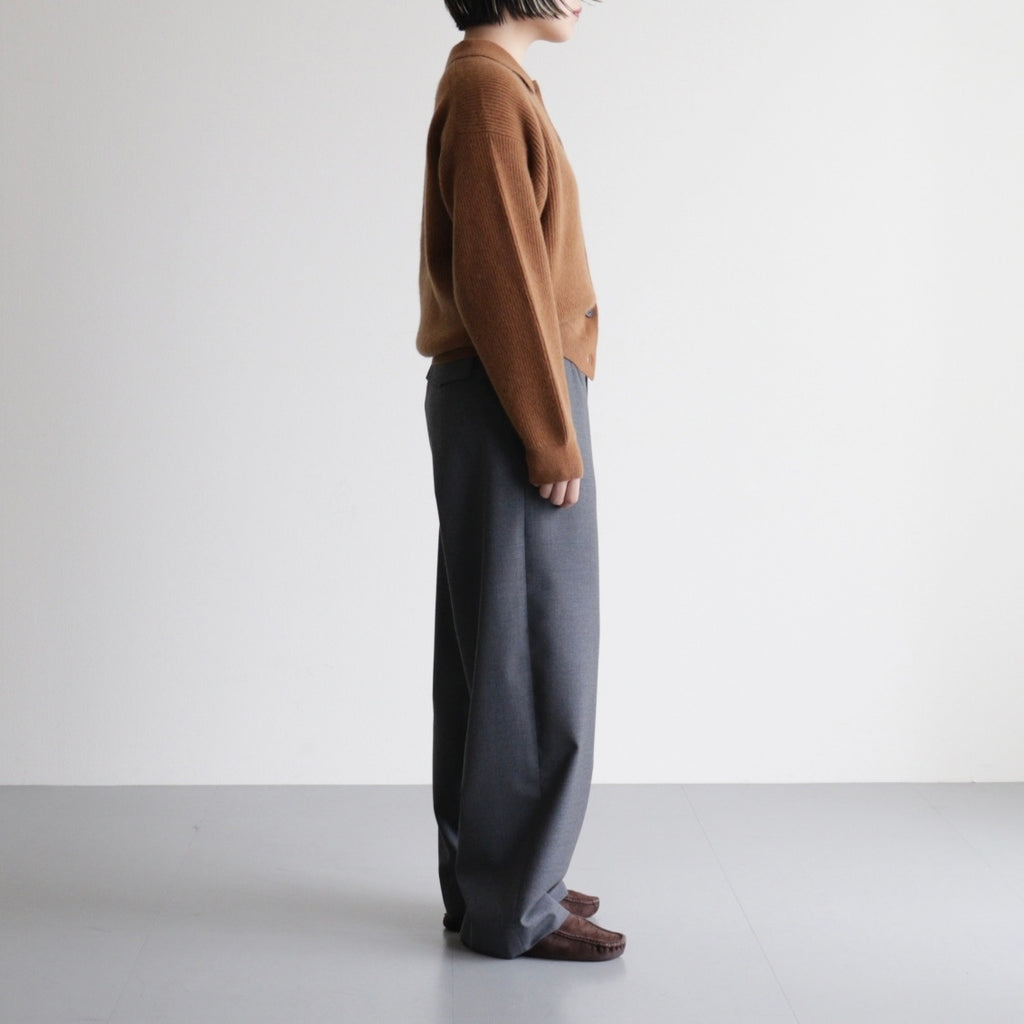 CASHMERE FOX POLO CARDIGAN #CAMEL [BN-25FL-044]