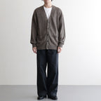 WASHED HIGH COUNT LINEN V NECK CARDIGAN #BROWN [BN-26SM-021]