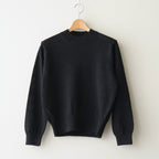 WASHED HIGH COUNT LINEN CREW NECK #BLACK [BN-26SL-013]