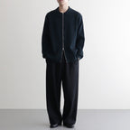 SOLID WOOL RIB POLO ZIP UP CARDIGAN #DARK GREEN×NAVY [BN-25FM-044]