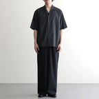 FLY FRONT OPEN COLLAR S/S SHIRT #GRAY STRIPE [M26A11SH02B]