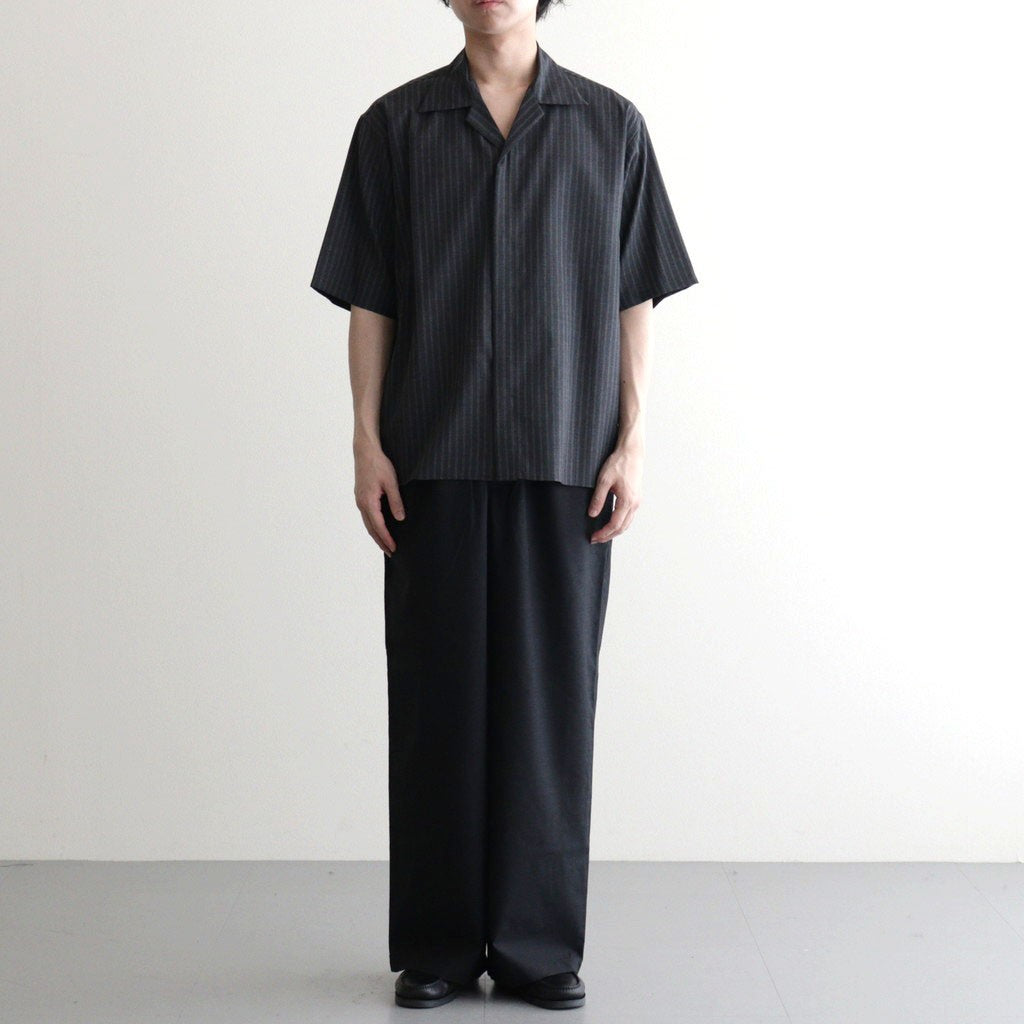 FLY FRONT OPEN COLLAR S/S SHIRT #GRAY STRIPE [M26A11SH02B]