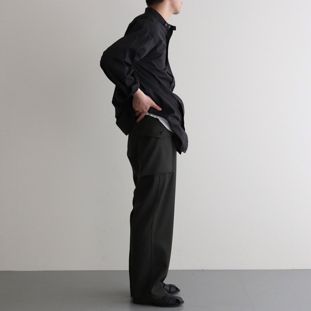 HOPSACK WIDE POCKET TROUSERS #FOREST [PMAT-PT06]