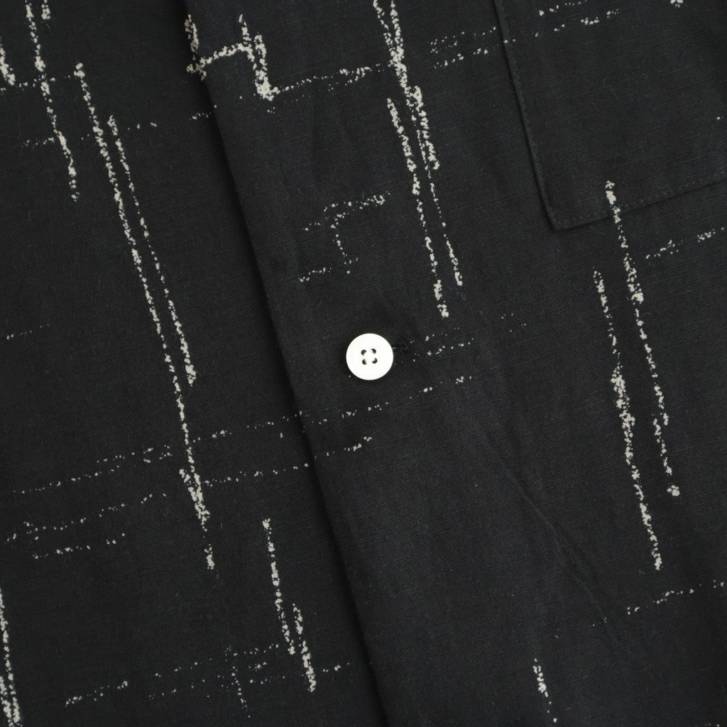 ORIGINAL PRINTED OPEN COLLAR SHIRTS (KASURI) Short-sleeve #BLACK [261OJ-SH20]