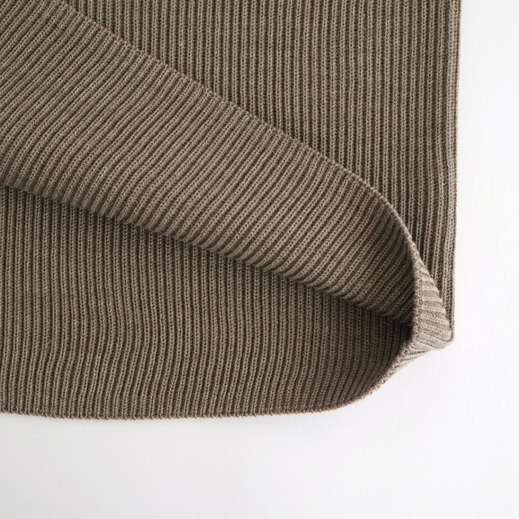 SOLID WOOL RIB CREW NECK #MELANGE BROWN [BN-25FM-042]