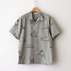 ORIGINAL PRINTED OPEN COLLAR SHIRTS (Animal Drawing) Short-sleeve #CELADONN [251OJ-SH22]