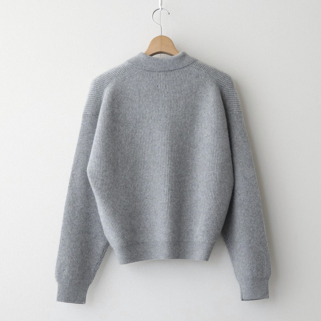 CASHMERE FOX POLO CARDIGAN #GRAY [BN-25FL-044]