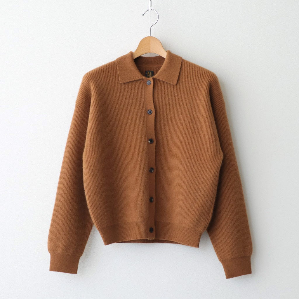 CASHMERE FOX POLO CARDIGAN #CAMEL [BN-25FL-044]