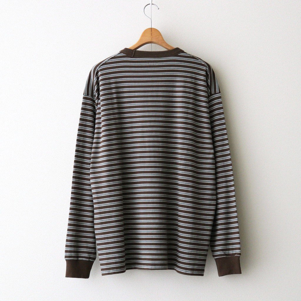 BORDER LONG SLEEVE TOP #STONE BROWNxGREEN [PMAW-CL08]