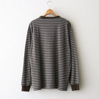 BORDER LONG SLEEVE TOP #STONE BROWNxGREEN [PMAW-CL08]