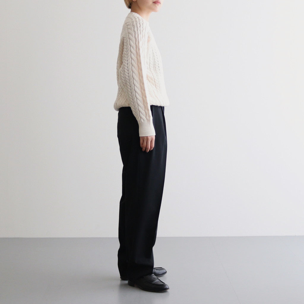 SOLID WOOL ARAN CREW NECK #IVORY [BN-24FL-035]