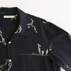 ORIGINAL PRINTED OPEN COLLAR SHIRTS (Animal Drawing) Long-sleeve #ONYX [251OJ-SH18]